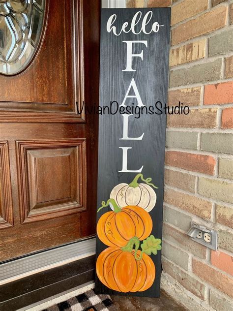 Hello Fall Porch Leaner,front Porch Sign Fall Sign , Sunflower Porch Sign Welcome Fall Sign ...