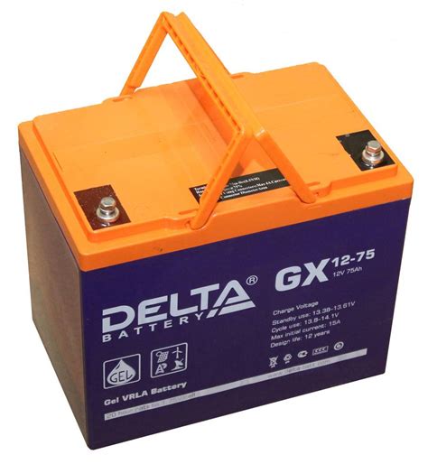 Delta GX 12-75 ⇒ гелевый аккумулятор 75ач для лодочных электромоторов ...