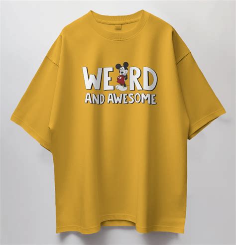 Round Neck Oversized Unisex Half Sleeves T-Shirt with Weird & Awesome ...