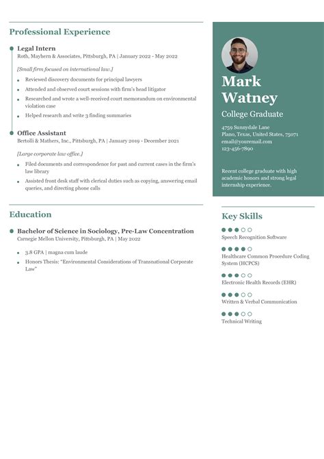 Best Law School Application Resume Examples and Templates for 2026 ...