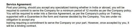 Hi Fishes, This service agreement was mentioned in my offer letter.Now ...