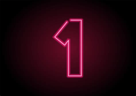 Number 1 Red Neon Light On Black Wall Stock Illustration - Download ...