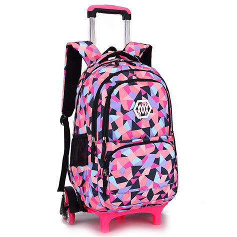 Buy LAMOGRAFYGirls Rolling Backpack Kids Backpack with wheels for ...