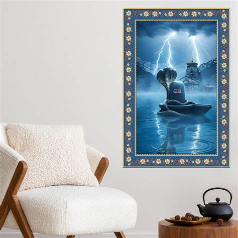 Symbol of Shiva’s Energy Floral Border Vertical Wall Painting – Vibecrafts