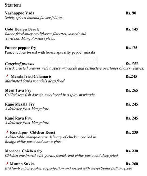 Menu at Coasta Bay, Bengaluru, XMWW+9JX