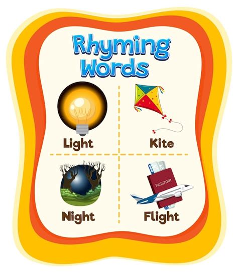 Free Vector | Rhyming Words Educational Poster