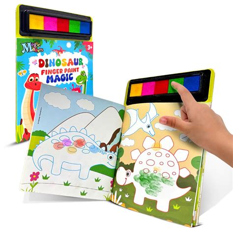 Buy Wembley Dinosaur Finger Painting & Coloring Art Book with 5 Finger ...