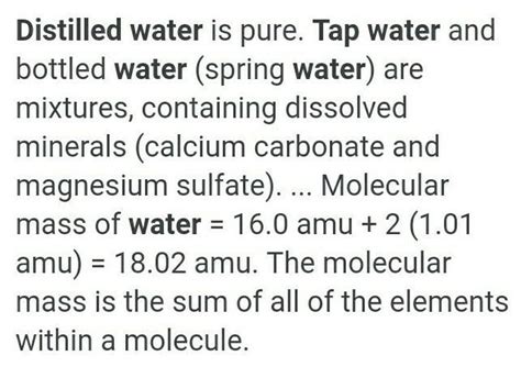 Do Distilled water and Tap water have the same composition? Justify ...