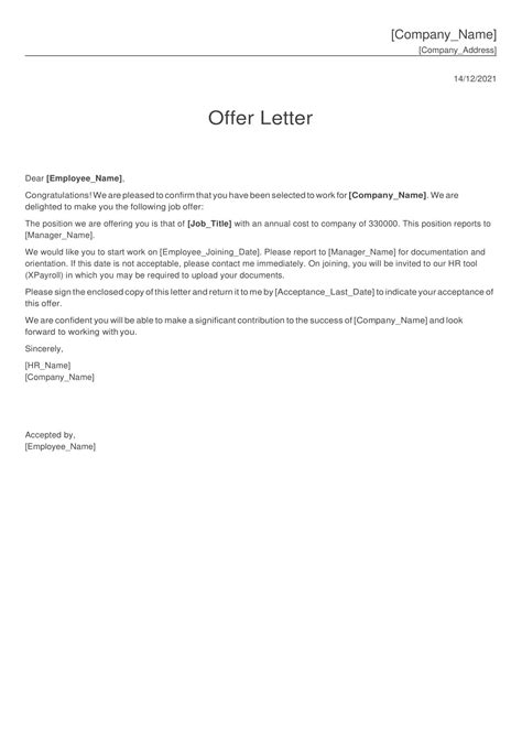 Free Printable Employment Offer Letter Templates [PDF & Word]