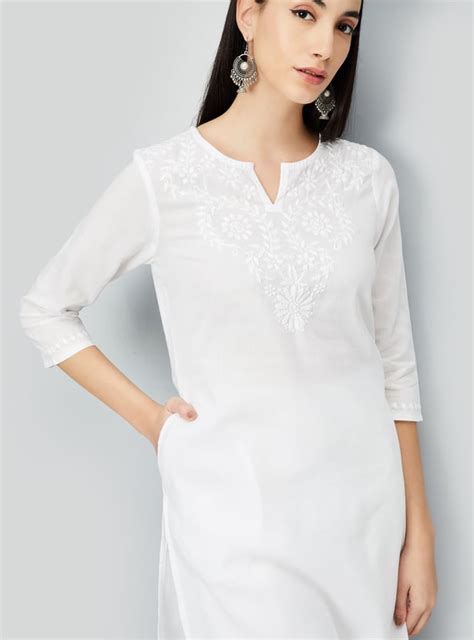 Buy Women Chikankari Embroidered Straight Kurta Online at just Rs. 599. ...