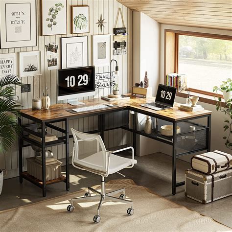 Buy CubiCubi L Shaped Desk with Storage, 59.1 Inch Corner Computer Desk ...
