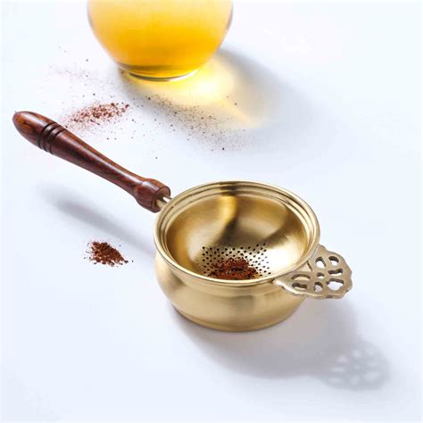 Brass Leaf Tea Strainer With Bowl (1.5 Inch) – Vedansh Craft