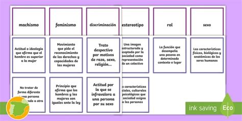 Tarjetas de emparejar: Conceptos básicos sobre igualdad de género