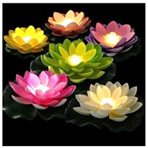 VERVENIX Water Floating Smokeless Candles & Lotus Flowers Sensor LED ...