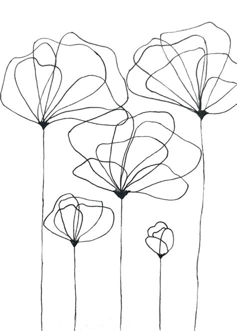 Simple Line Drawing Flowers