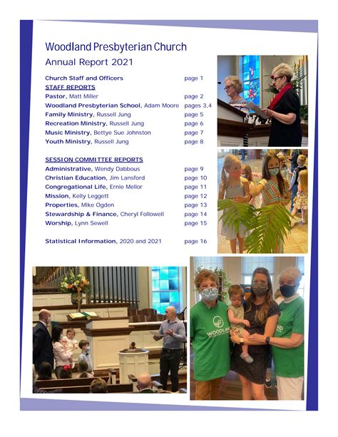 SOLUTION: Woodland presbyterian church annual report 2021 - Studypool