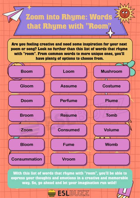 What Words Rhyme With Room at Connie Goodin blog