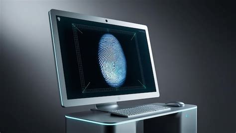 A computer monitor with a blue glow on the screen | Premium AI ...