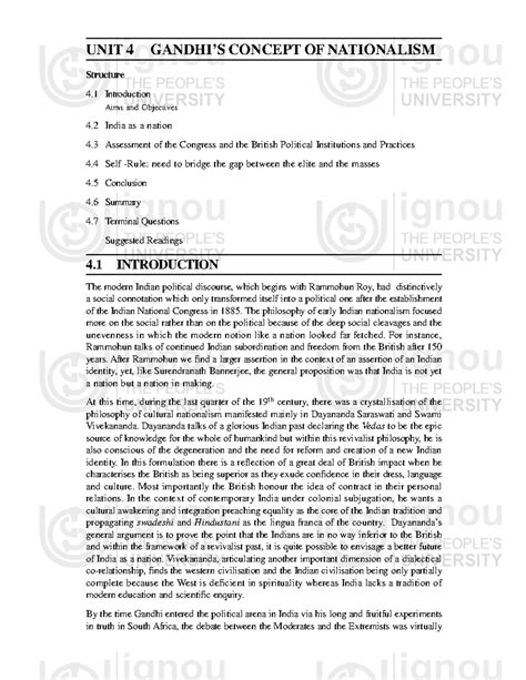 Unit-4 - UNIT 4 GANDHI’S CONCEPT OF NATIONALISM Structure 4 ...