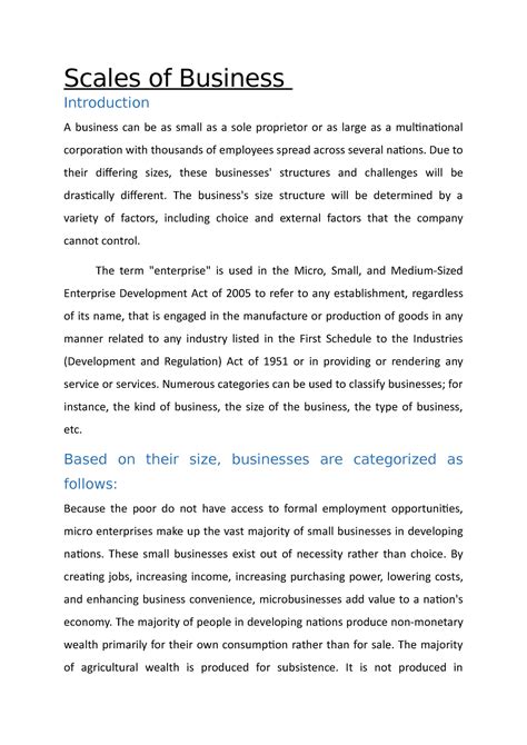 Scales of Business - Because the poor do not have access to formal employment opportunities ...
