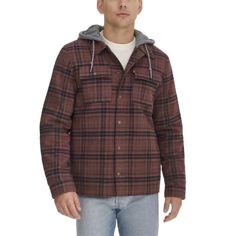 Men's Levi's® Plaid Fleece Hooded Shirt Jacket- Size Small