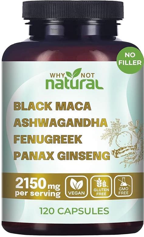 Why Not Natural 4-in-1 Organic Black Maca Root, Ashwagandha, Fenugreek ...