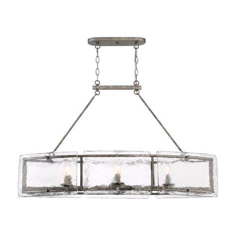 Quoizel Fortress 6-Light Mottled Silver Farmhouse Textured Glass Linear ...