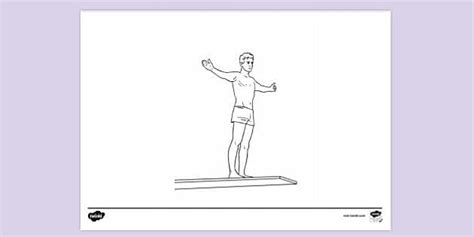 Diver on Diving Board Jump | KS1 Colouring Sheets | Twinkl