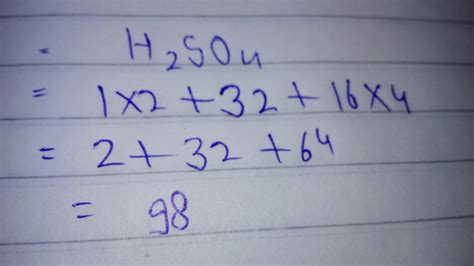 calculate the formula unit mass of H2So4 with steps - Brainly.in