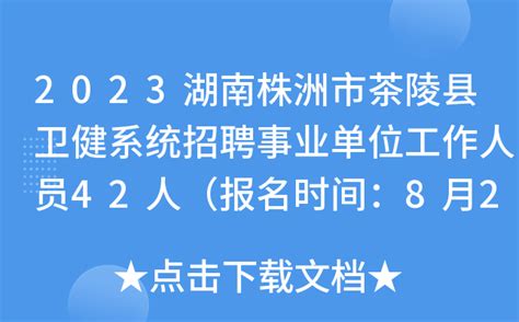 2023湖南株洲市茶陵县卫健系统招聘事业单位工作人员42人（报名时间：8月2日-4日）