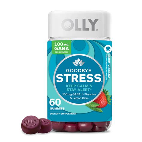 OLLY Goodbye Stress Gummy, GABA, L-Theanine, Lemon Balm, Stress Relief ...