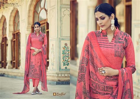 Zulfat Monarch Catalog Designer Wear Pure Cotton Ladies Dress Materials