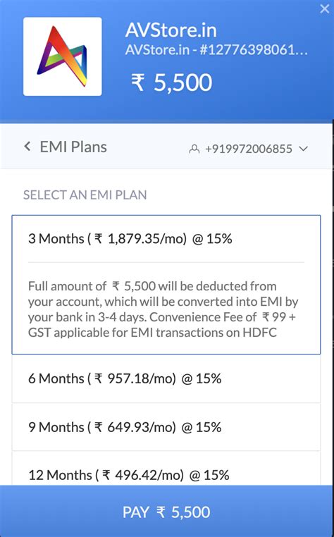 Credit Card EMI Option