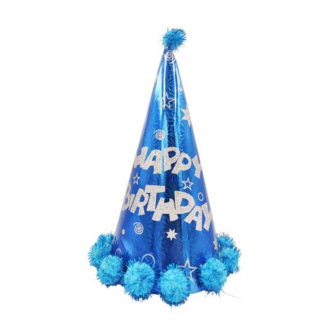 1-Piece Long Holographic Happy Birthday Party Hat, Blue – Party Favors ...