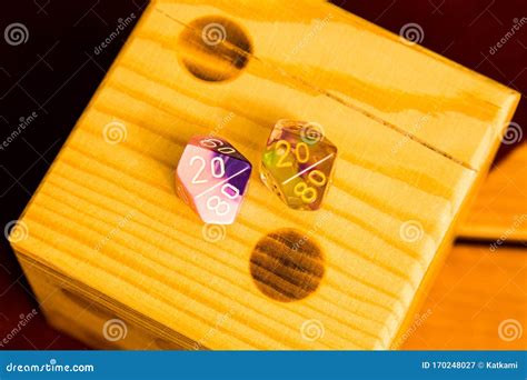 Wooden Die with Two 20 Sided Dice with 20 on Top To Indicate 2020 Stock ...