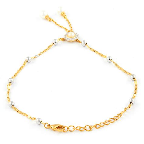 Buy Mahi Gold Plated Delicate Anklet with artificial pearl for girls ...