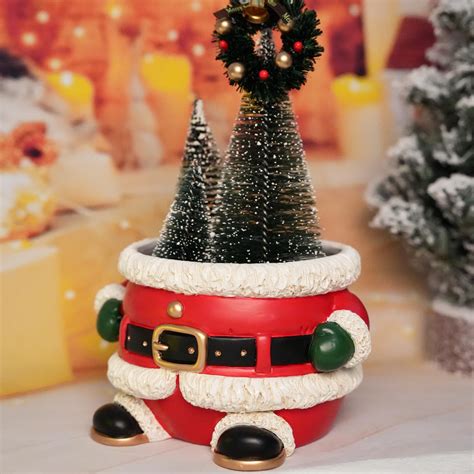 Amazon.com: forkai Holiday Planter, Resin 6 Inch Plant Pot with ...