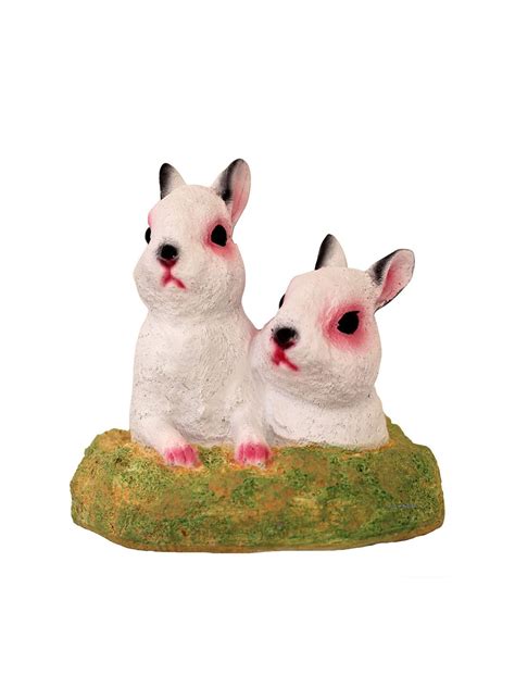 Buy | White & Green Rabbit Statue | Tied Ribbons