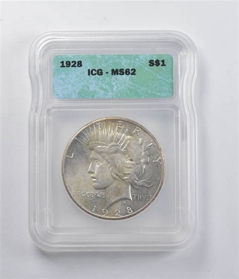 MS62 1928 Peace Silver Dollar ICG | Property Room