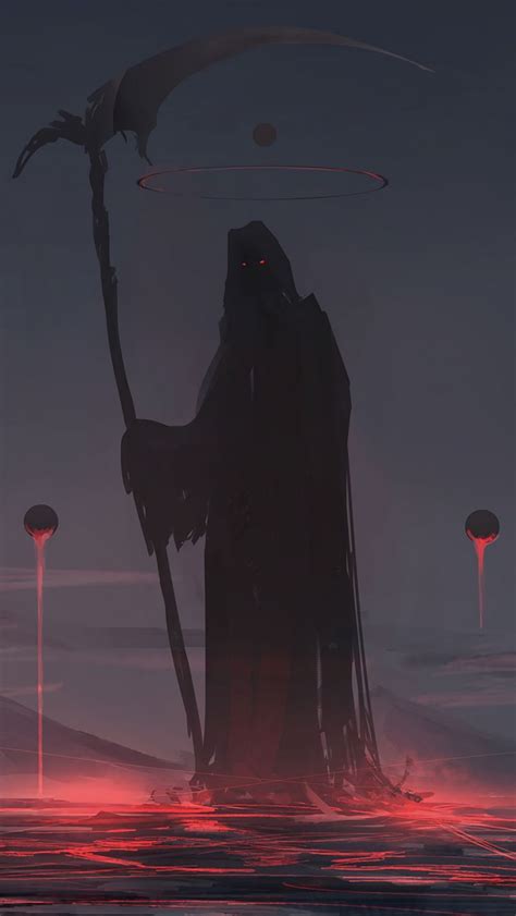 Download wallpaper 800x1420 grim reaper, silhouette, mantle, dark, art ...