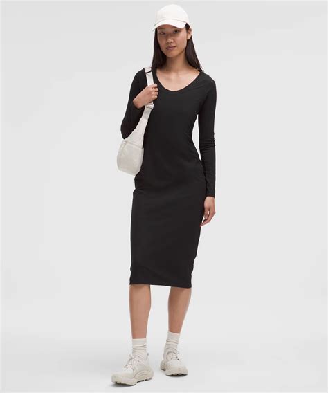 Lululemon All Aligned Ribbed Long-sleeve Midi Dress | ModeSens