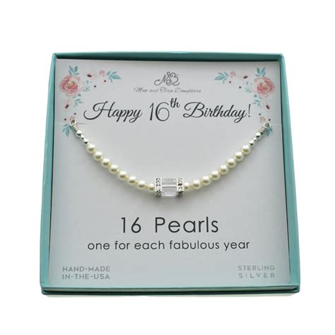 Sweet 16 Pearl Necklace, Sterling Silver Birthstone Charm, 16th ...
