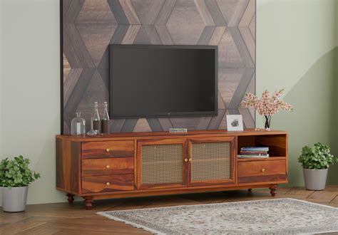 Buy Martin TV Unit (Honey Finish) Online in India | UrbanWood