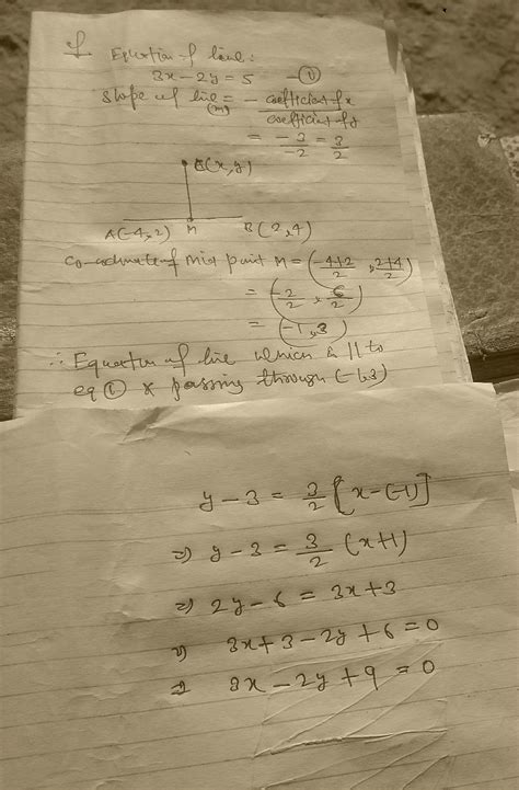 Find the equation of the line parallel to the line 3x-2y=5 and passing ...