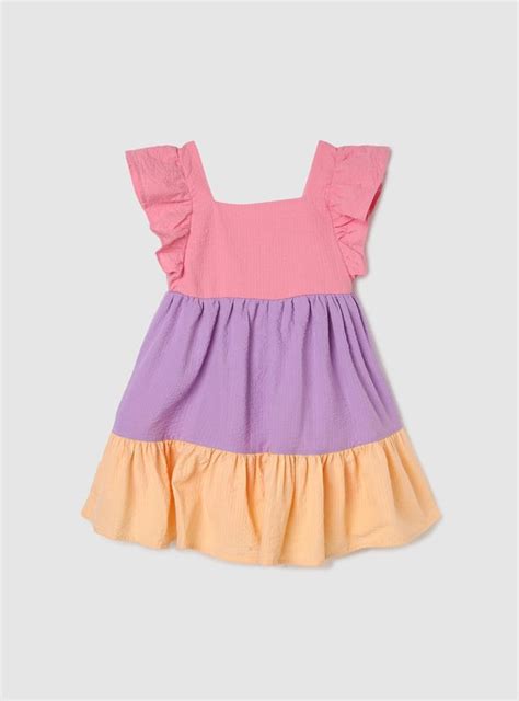 Buy Girls Colourblock Ruffled Tiered Dress Online at just Rs. 799.0 ...