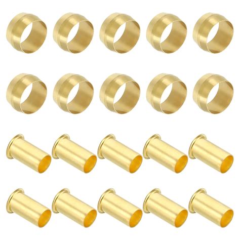 PATIKIL Brass Compression Sleeves Ferrules for 1/2 Inch OD Hose Tube ...