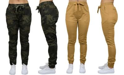 Galaxy By Harvic Loose Fit Stretch Twill Women's Joggers 2 Pack, Size ...