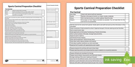 Sports Carnival Preparation Checklist (teacher made)