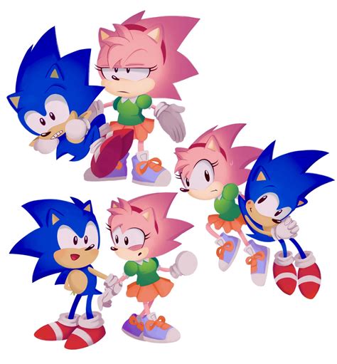 sonic the hedgehog and amy rose (sonic and 2 more) drawn by bunbuffet ...