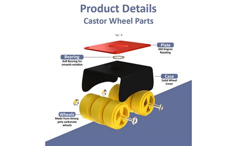 NB Crafted Heavy Duty Caster Wheels for Furniture - Set of 4,Moving Bed ...